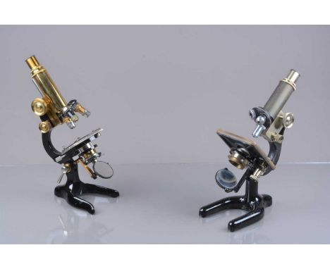 Brass and Black-Enamelled Compound Monocular Microscopes, unnamed microscope with triple nosepiece, three objectives and circ