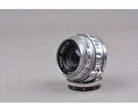 A Tanaka Kogaku Tanar W 35mm f/3.5 Lens, L39 mount, serial no 35261, barrel G, elements G, some light scratches from cleaning