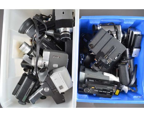 Four Crates of 8mm and Super 8 Cine Cameras, manufacturers including Bell and Howell, Bauer, Bolex, Canon, Sankyo, Eumig, all