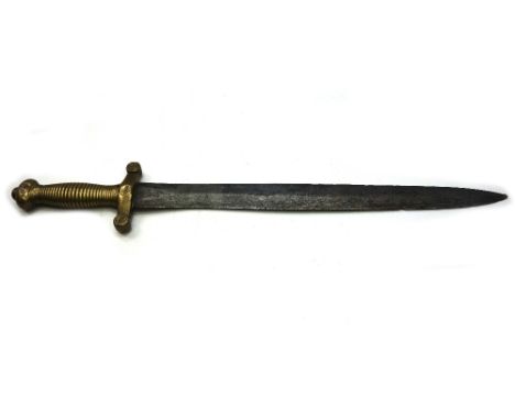 A British Land Transport Corps short sword, mid 19th century, in 'Roman' style,  the ring turned brass hilt stamped '1198', t