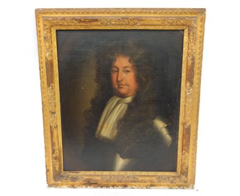 English School, 17th/18th Century, Portrait of *** Blenkinsopp-Coulson dressed in armour and wearing a white scarf, oil on ca