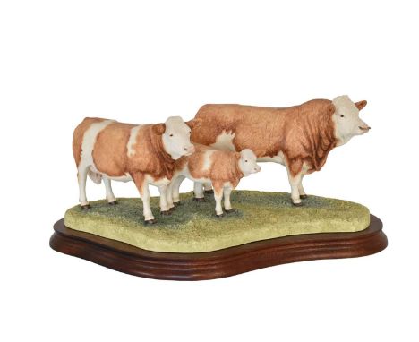 Border Fine Arts 'Simmental Family Group', model No. B0401 by Kirsty Armstrong, limited edition, 311/1250, on wood base, with