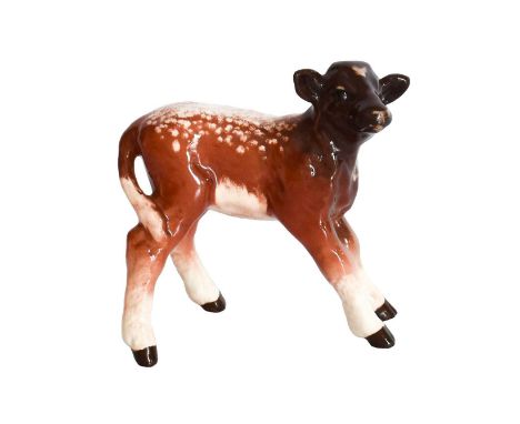 Beswick Dairy Shorthorn Calf, model No. 1406C, brown and cream shading, glossModel in overall good condition, no obvious faul