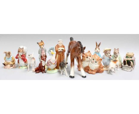 Beswick Beatrix Potter Figures, including: "Peter Rabbit"; BP-2a, others BP-3; together with Beswick, Sylvac and Royal Worces