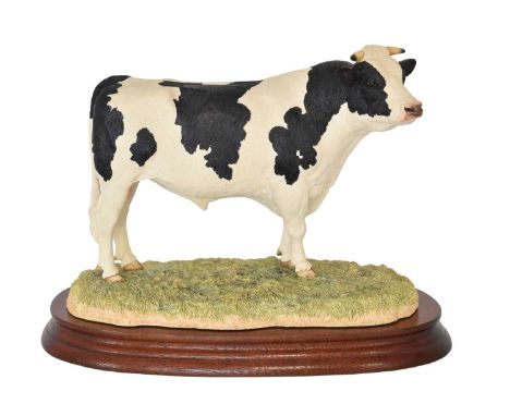Border Fine Arts 'Holstein Bull', model No. B0308, limited edition 206/1750, on wood base, with certificateProvenance: A Priv