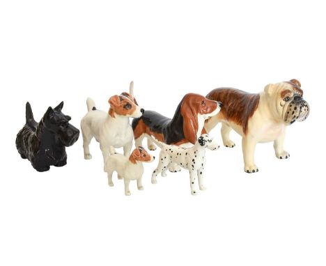 Beswick Dogs Comprising: Ch. "Basford British Mascot", model No. 965, Scottie, model No. 2037, Jack Russel Terrier, model No.