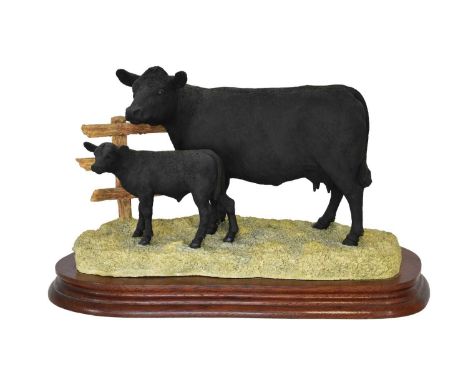 Border Fine Arts 'Aberdeen Angus Cow and Calf' (Style One), model No. B0204 by Kirsty Armstrong, limited edition 1188/1250, o