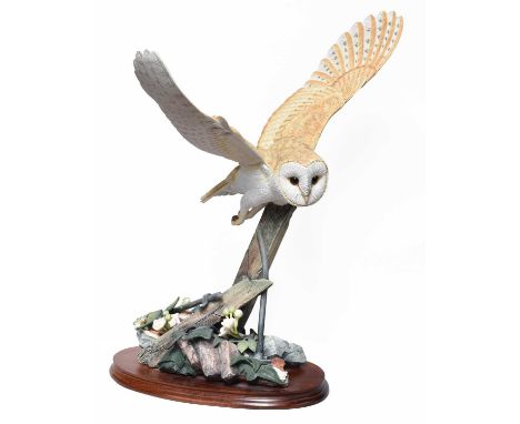  Border Fine Arts 'Silent Wings' (Barn Owl), model no. B0746 by Richard Roberts, limited edition 176/600, on wood base, with 