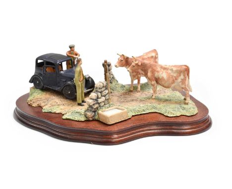 Border Fine Arts 'Viewing the Practice', James Herriot model No. JH8 by Ray Ayres, on wood baseWith restoration/repair to the