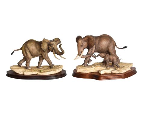 Border Fine Arts 'Bull African Elephant', model No. L98, limited edition 133/750 and 'Cow and Calf African Elephant', model N