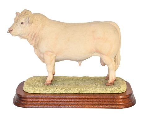 Border Fine Arts 'Charolais Bull' (Style One), model No. L112 by Ray Ayres, limited edition 1125/1500, on wood base, with box