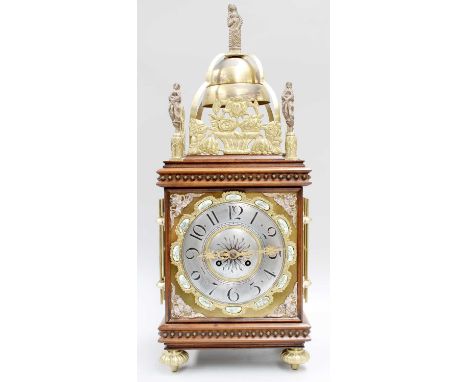 A Gothic Style Striking Mantel Clock, circa 1900Date, 1900-1920, 57cm highthe metal surfaces are discoloured in parts, side g