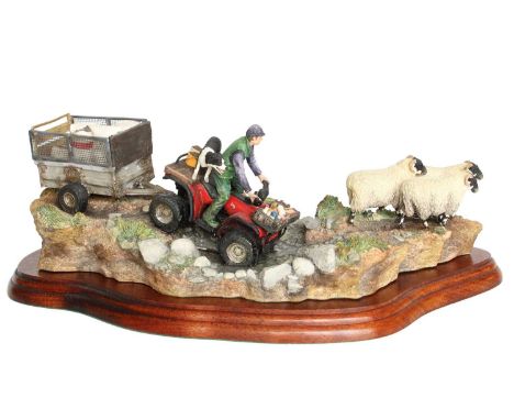 Border Fine Arts 'All in a Day's Work' (Farmer on ATV Herding Sheep), model No. B0593 by Kirsty Armstrong, limited edition 13