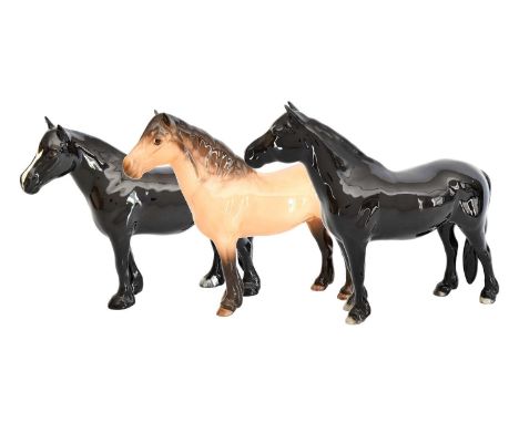 Beswick Mountain and Moorland Ponies Comprising: Fell Pony "Dene Dauntless", model No. 1647 and Dales Pony "Maisie", model No