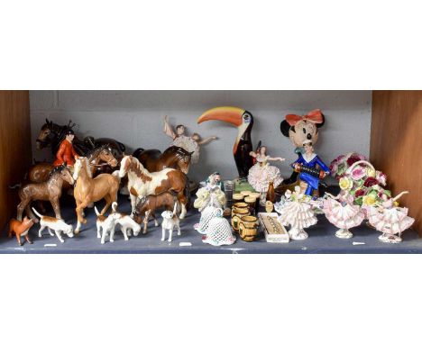 Beswick Horses and Guinness Advertising Memorabilia, including: Huntsman Standing, Fox Hounds, Fox, Pinto Pony, Skewbald Glos