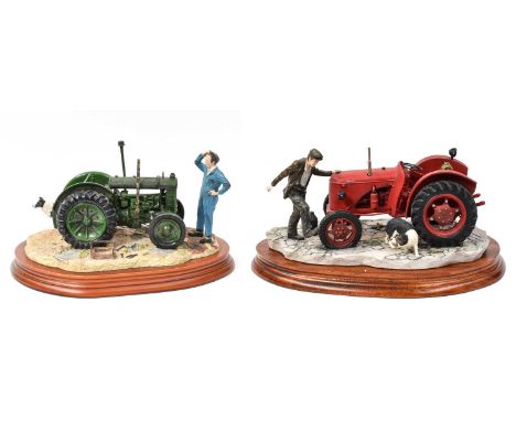 Border Fine Arts Tractor Models: 'Kick Start' (David Brown Cropmaster Tractor, Farmer and Collie), model No. B0541, and 'Won'