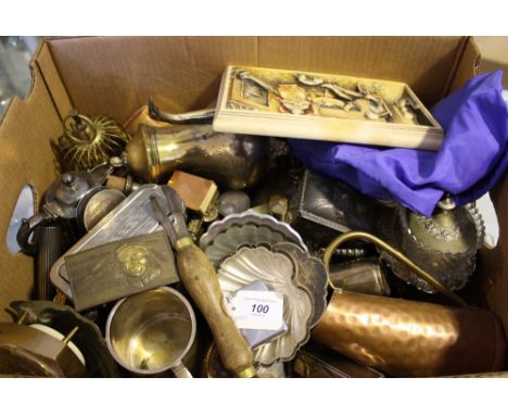 A quantity of metalware, including a plated part tea service, oval sardine dish with plated tray and cover, a quantity of pla