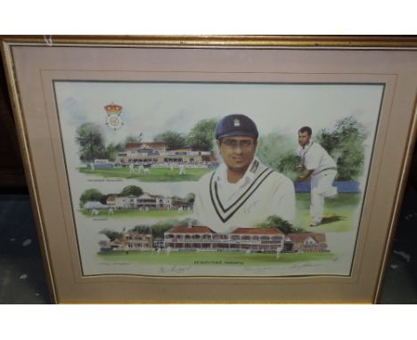 Terry Marrieon, The County Ground, Southampton, a limited edition print signed in pencil by Colin Cowdrey and Alec Bedser, 40