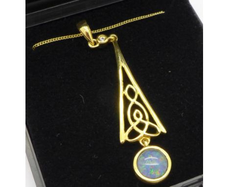 A silver gilt, boulder opal and zircon set pendant