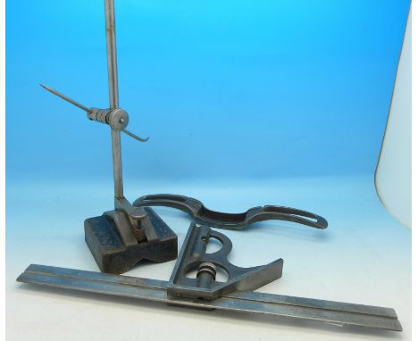 Three engineer's tools including a rule marked Chesterman