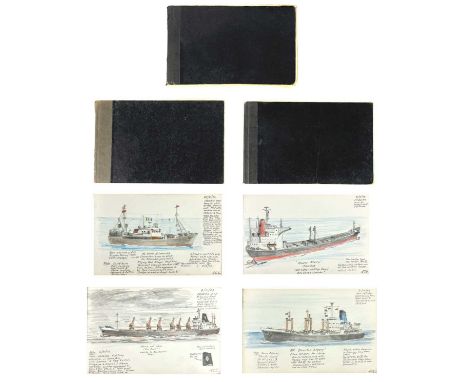 [Maritime interest] YARDLEY, R (Artist). Three sketchbooks featuring detailed colour drawings of ships Highly detailed colour