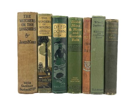 Cornwall interest. Seven works with decorative cloth bindings. Archibald Williams. 'The Wonders of Modern Mining,' part of Th