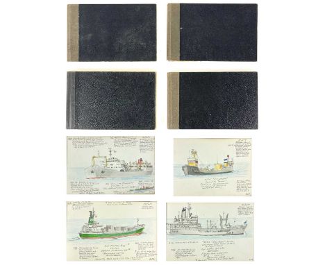 [Maritime interest] YARDLEY, R (Artist).  Four sketchbooks featuring detailed colour drawings of ships Highly detailed colour