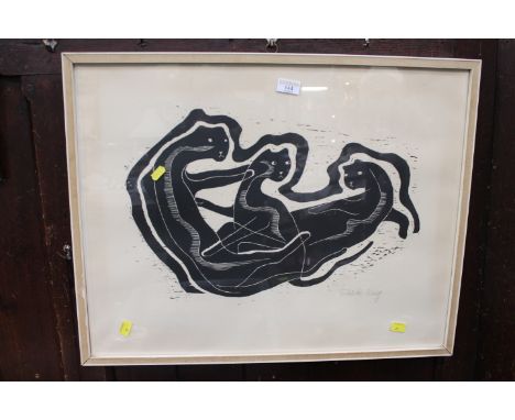 Signed print of three cats