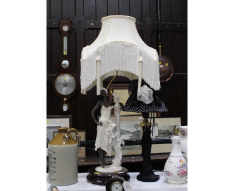 Guiseppe Armani lady form lamp with tasselled shade and another lamp