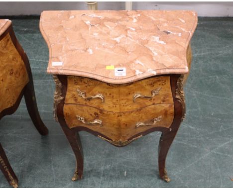 Two drawer marble topped small commode chest, height 70 cm, width 60 cm, depth 40 cm 