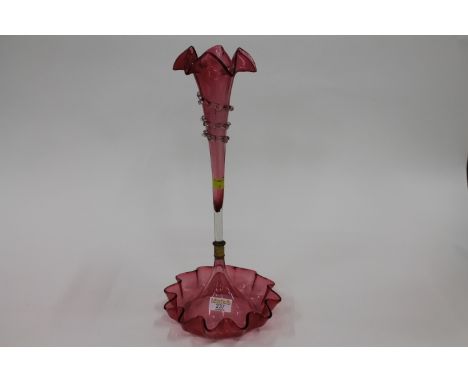 Cranberry glass epergne 