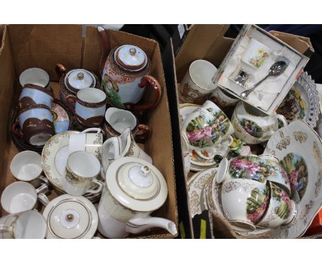 Two boxes of teacups, saucers, coffee cans etc 