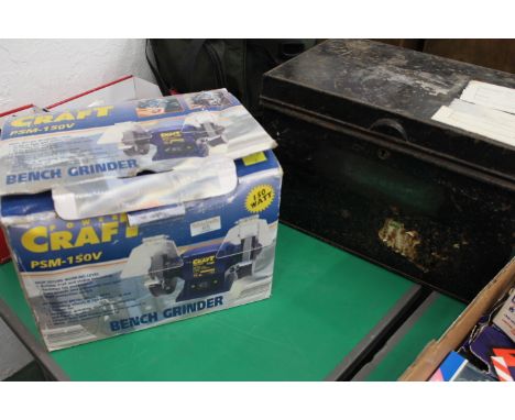Powercraft bench grinder and metal box