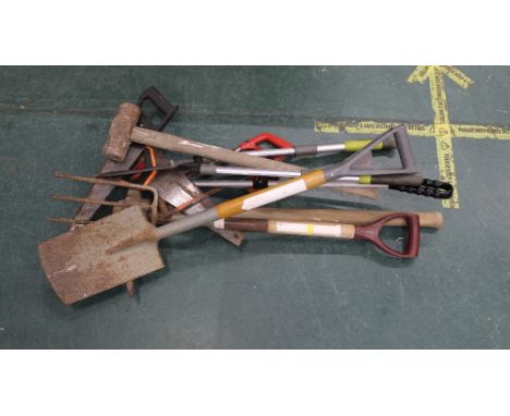 Garden tools, shovel, pick, saws, etc 