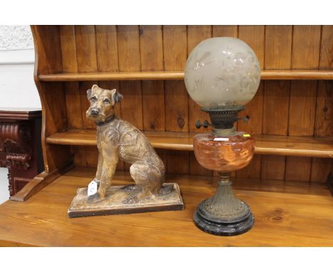 Victorian oil lamp with shade 