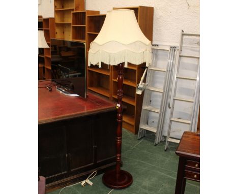 Modern standard lamp with cream tasselled shade, height 180 cm