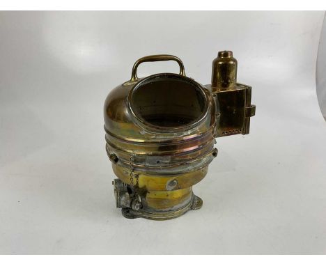 A brass binnacle compass, height 30cm.
