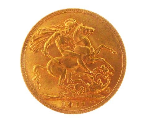 A George V 1911 sovereign, George &amp; Dragon, London Mint.