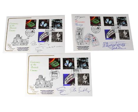 JAWS; three first day covers, two bearing the signature of the author Peter Benchley and one John Williams (3). Condition Rep