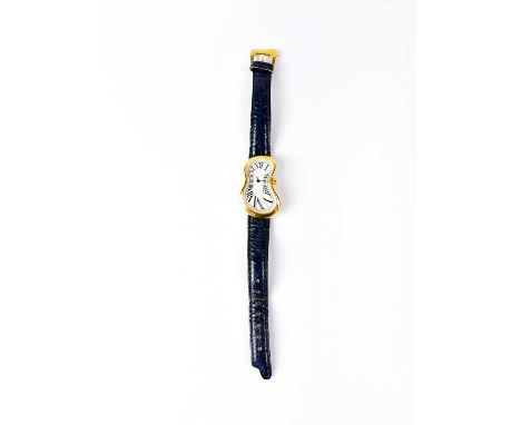 EXAEQUO SOFTWATCH; a wristwatch after a design by Salvador Dali, on blue leather strap, in original box with warranty slip, s