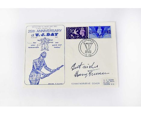 AMERICAN POLITICS; a first day cover bearing the signature of Harry Truman, 33rd US president.Condition Report: We have not a