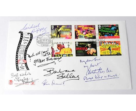 BRITISH FILMS; a first day cover bearing the signatures of Hammer House of Horror actors, Michael Ripper, Yvonne Furneaux, Ba