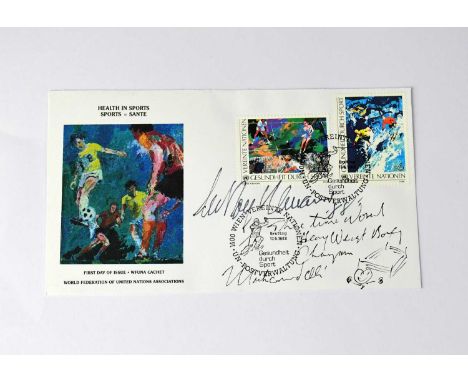MUHAMMED ALI; a first day cover signed by the boxer and the artist Leroy Neiman.Condition Report: We have not authenticated t