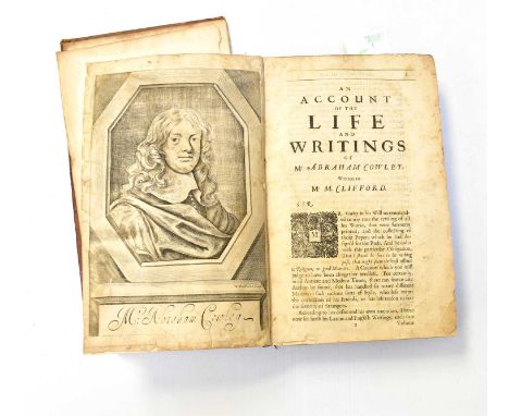 M CLIFFORD; 'An Account of the Life and Writings of Abraham Cowley', engraved frontispiece of the subject by W Faithorne, no 