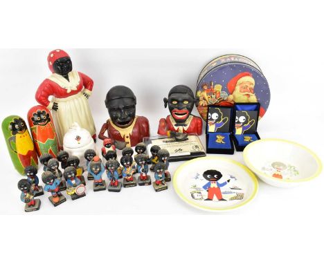 A collection of Robertson's 'Golly' collectibles to include baby bowl and plate, two Russian dolls, preserve pot, a quantity 
