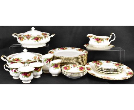 ROYAL ALBERT; an 'Old Country Roses' part dinner set to include two tureens, oval platters, eleven dinner plates, diameter 26