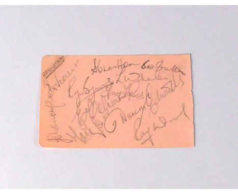MANCHESTER UNITED; a page from an autograph book bearing the signatures of Manchester United Busby Babes to include Ray Wood,