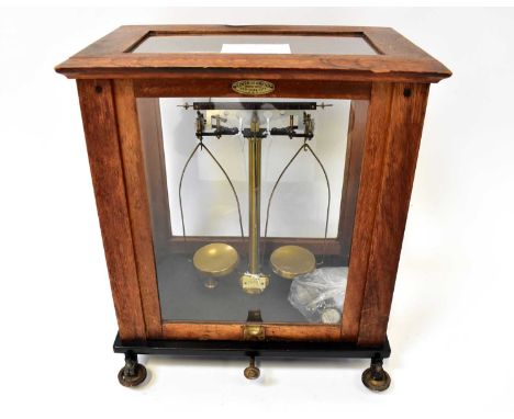A vintage Elmer &amp; Amend apothecary/lab scale, in glazed case.
