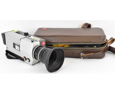 LEITZ WETZLA; a Leicina super 8mm cine camera, serial no. 072082, in leather travel case, also a sealed Kodak cassette.Condit