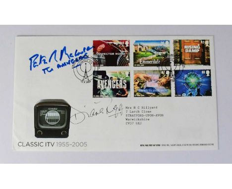 THE AVENGERS (UK); a first day cover bearing the signatures of Diana Rigg (Mrs Peel) and Patrick McNee (Steed).Condition Repo